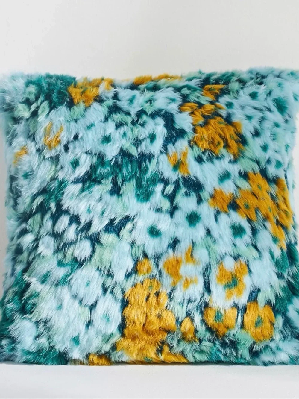 Faux-Fur Floral Jacquard Pillow
